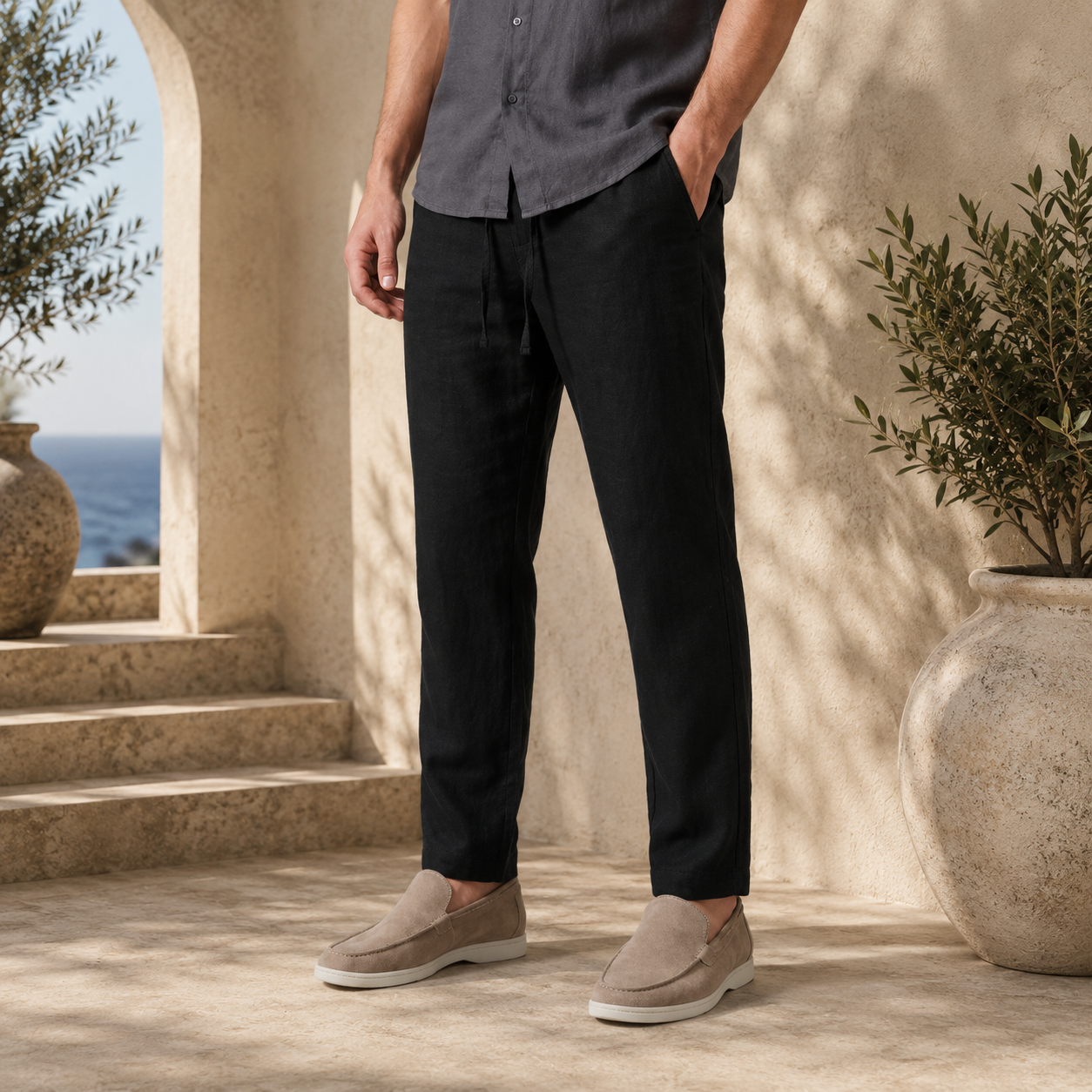 Pantalón de Lino Hombre Casual