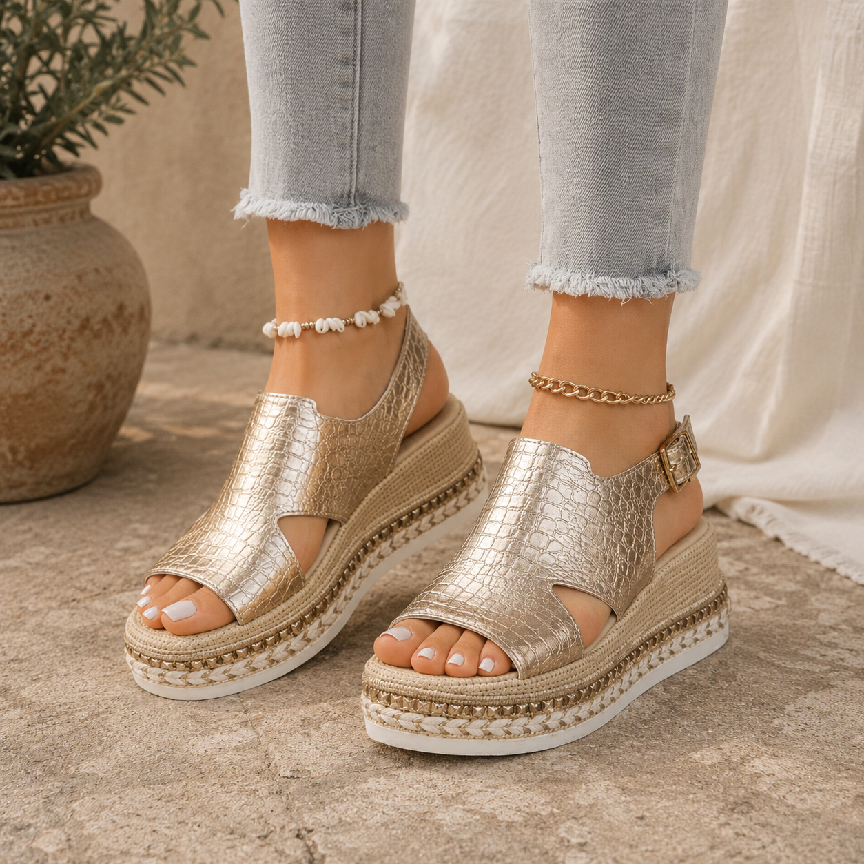 Sandalias Cuña Ortopédicas Mujer