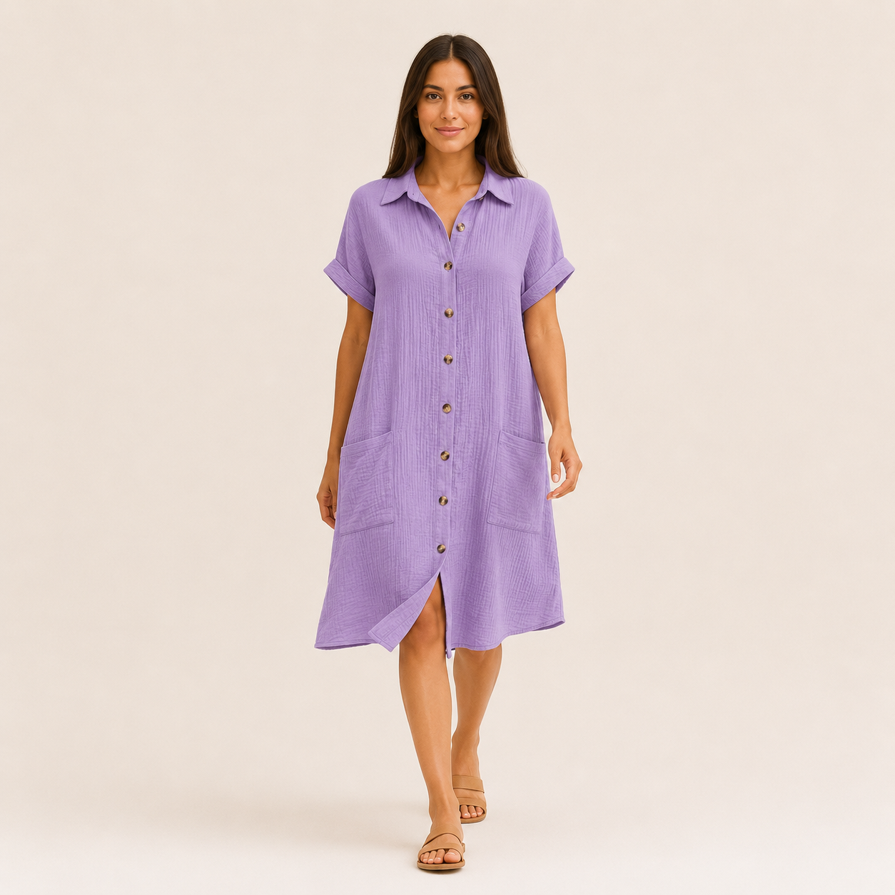 Vestido Camisero Elegante Transpirable