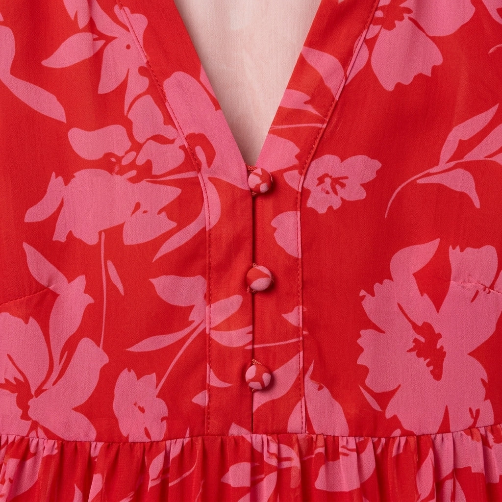 Vestido Floral Manga Abullonada