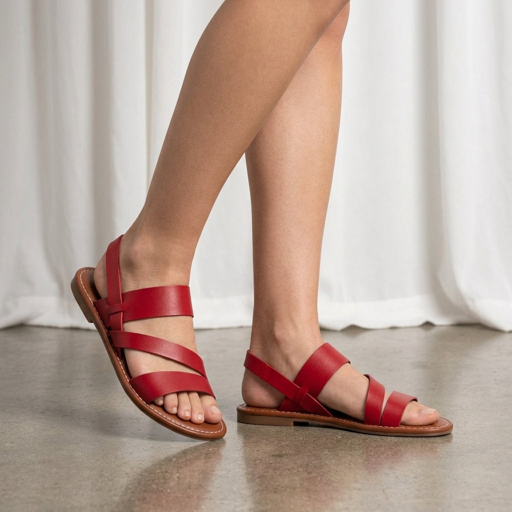 Sandalias Planas Cuero Mujer