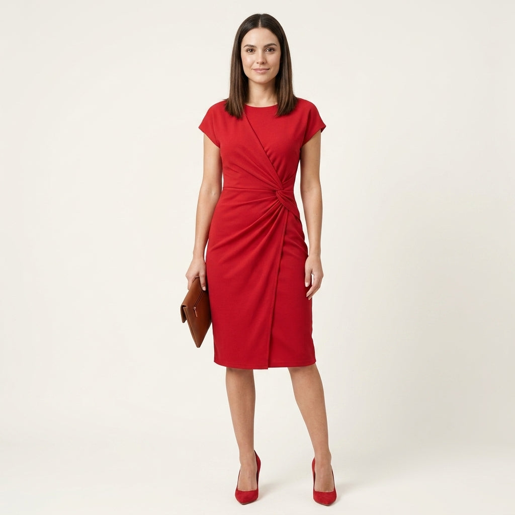 Vestido midi cintura costura