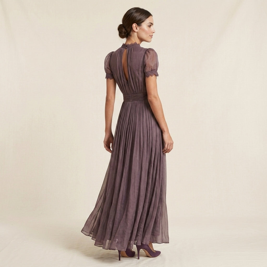 Vestido Maxi Chifón Encaje