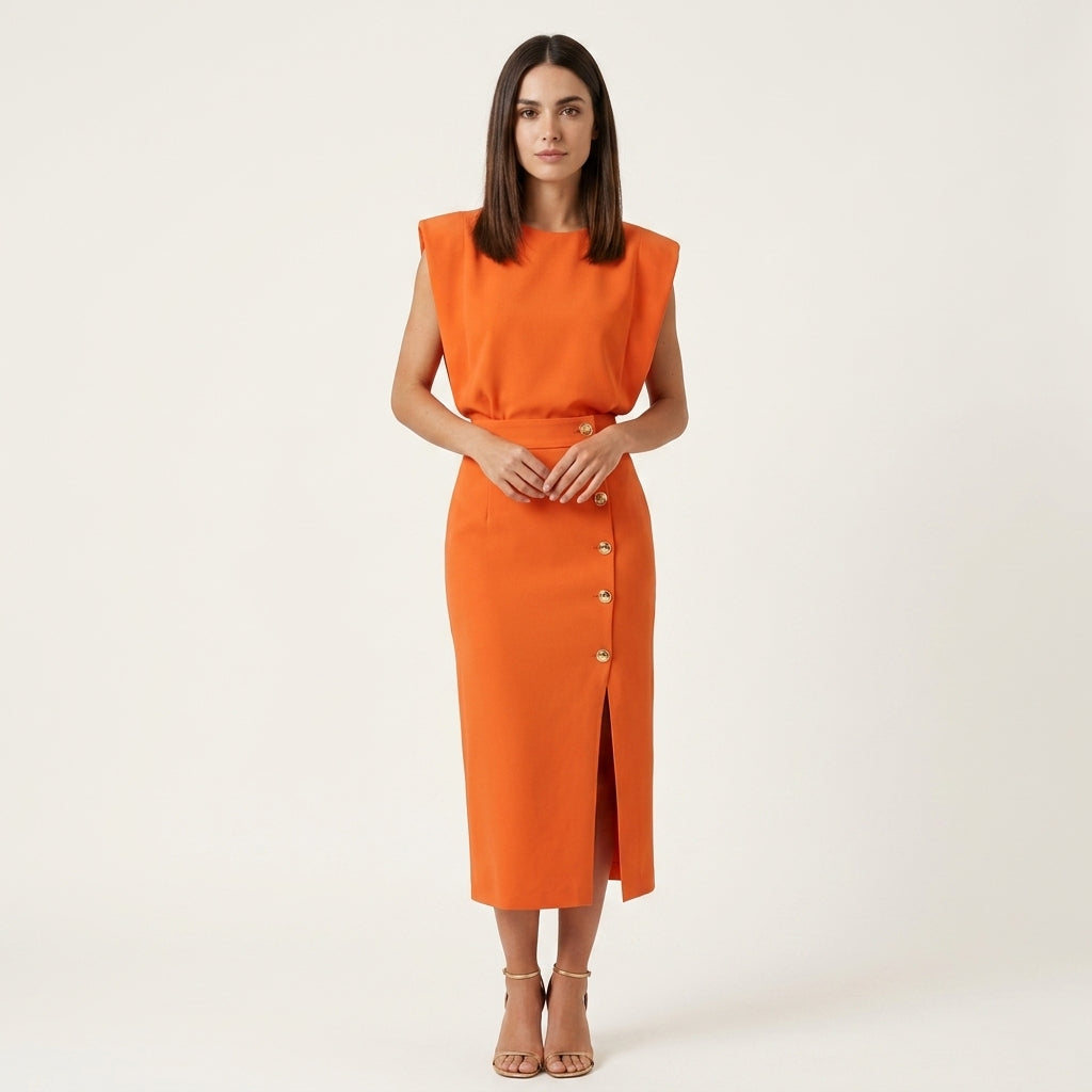 Vestido Midi Estructurado Crepé