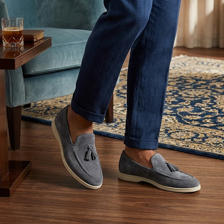 Mocasines Borlas Hombre Ante