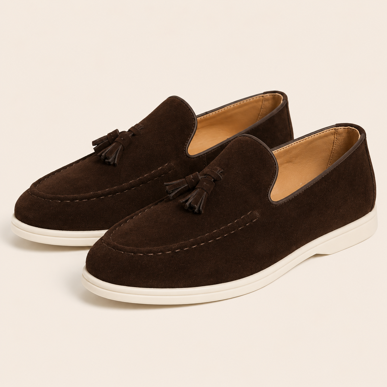 Mocasines Borlas Hombre Ante
