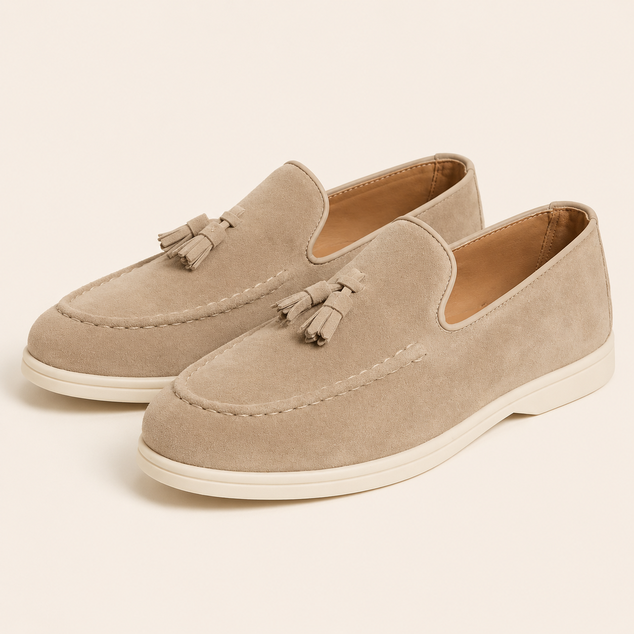 Mocasines Borlas Hombre Ante