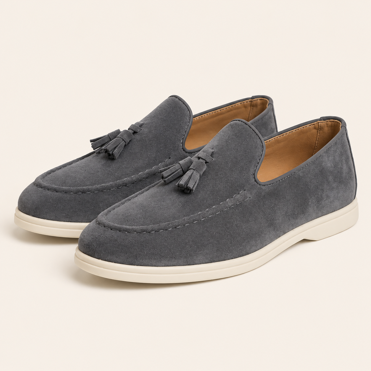 Mocasines Borlas Hombre Ante