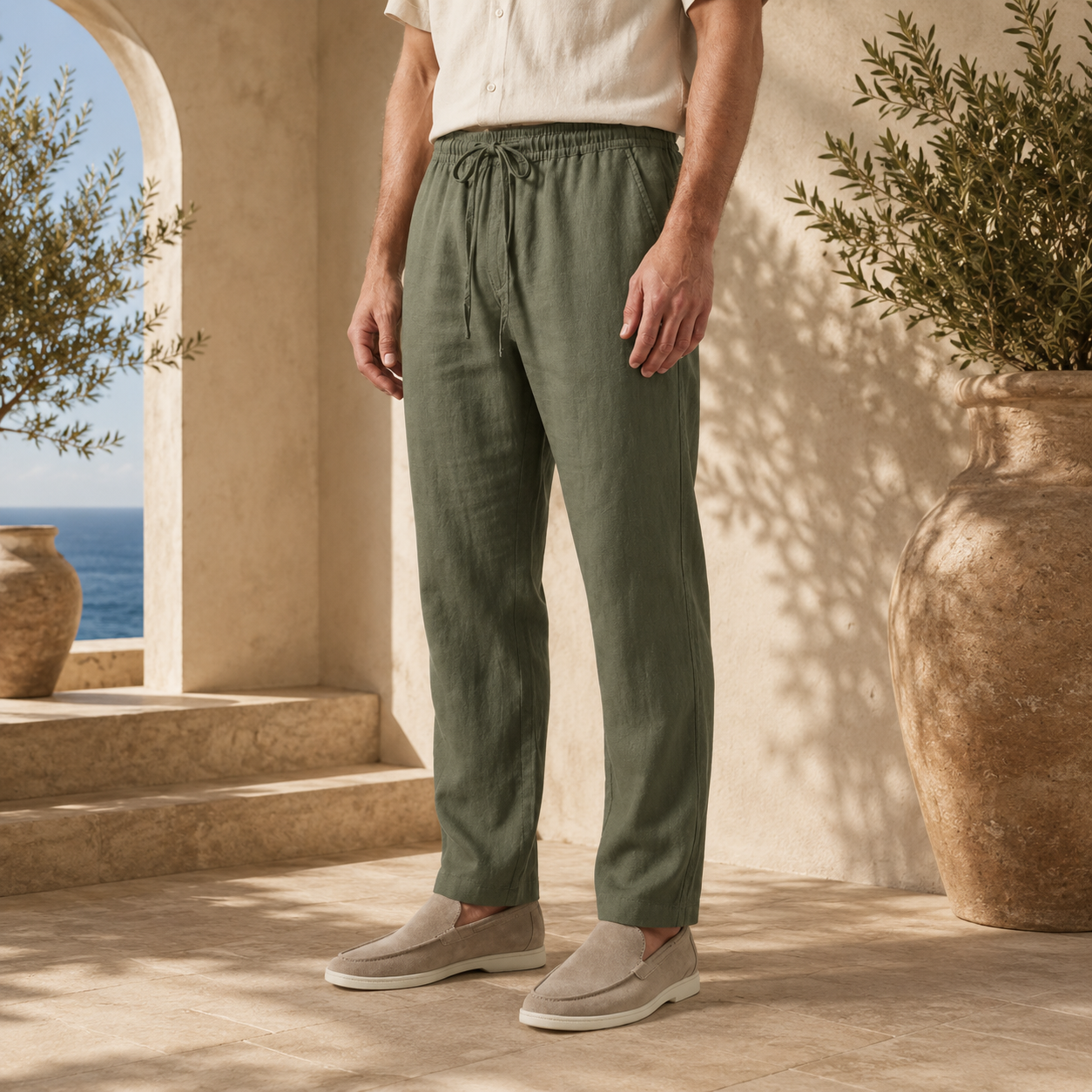 Pantalón de Lino Hombre Casual