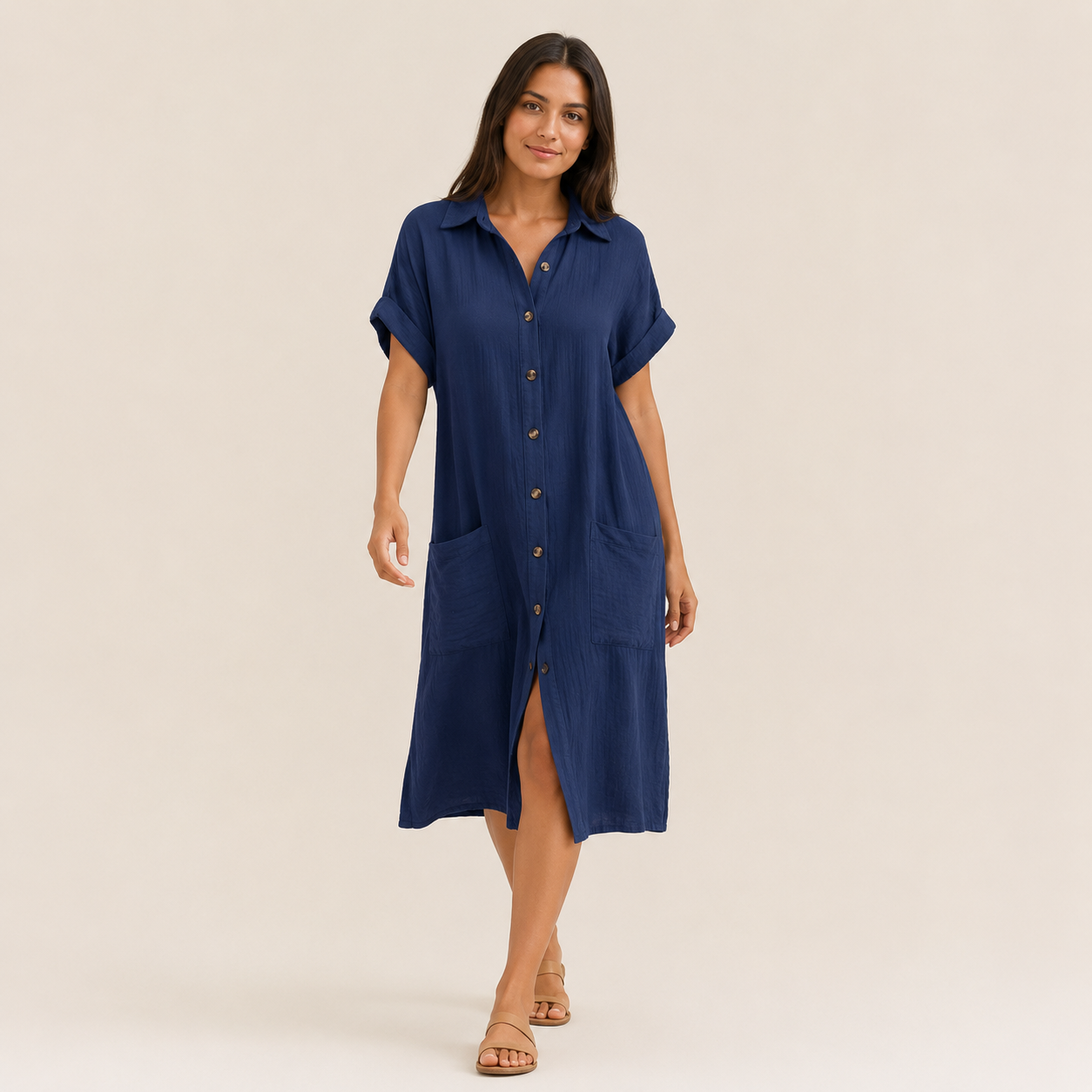 Vestido Camisero Elegante Transpirable