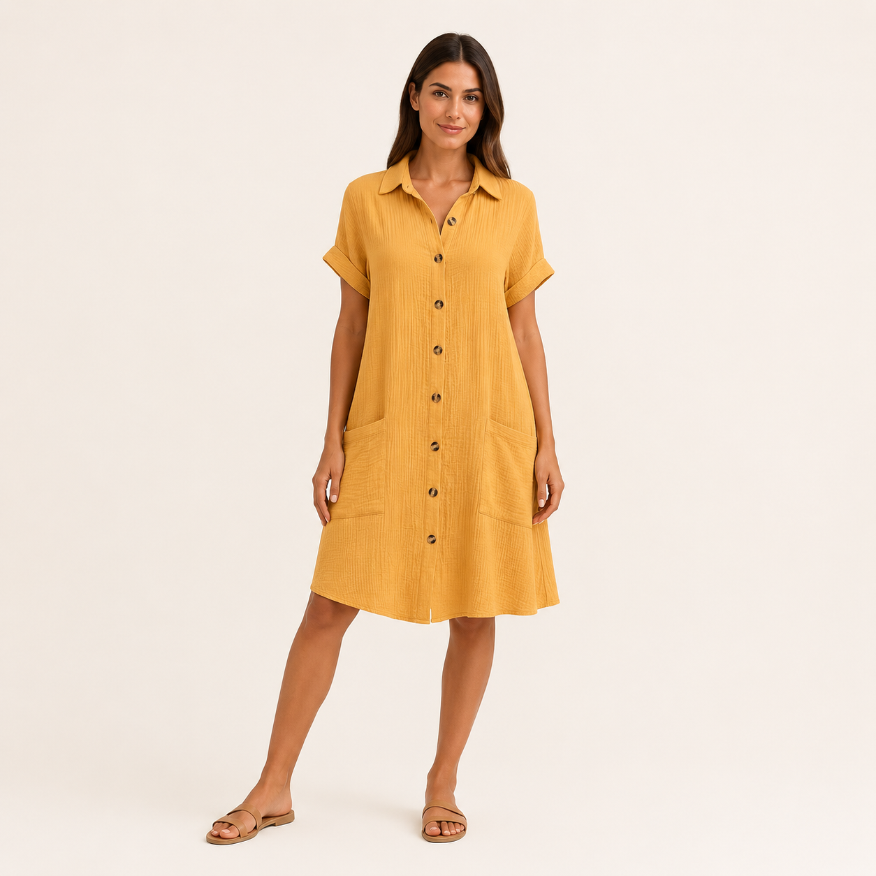 Vestido Camisero Elegante Transpirable
