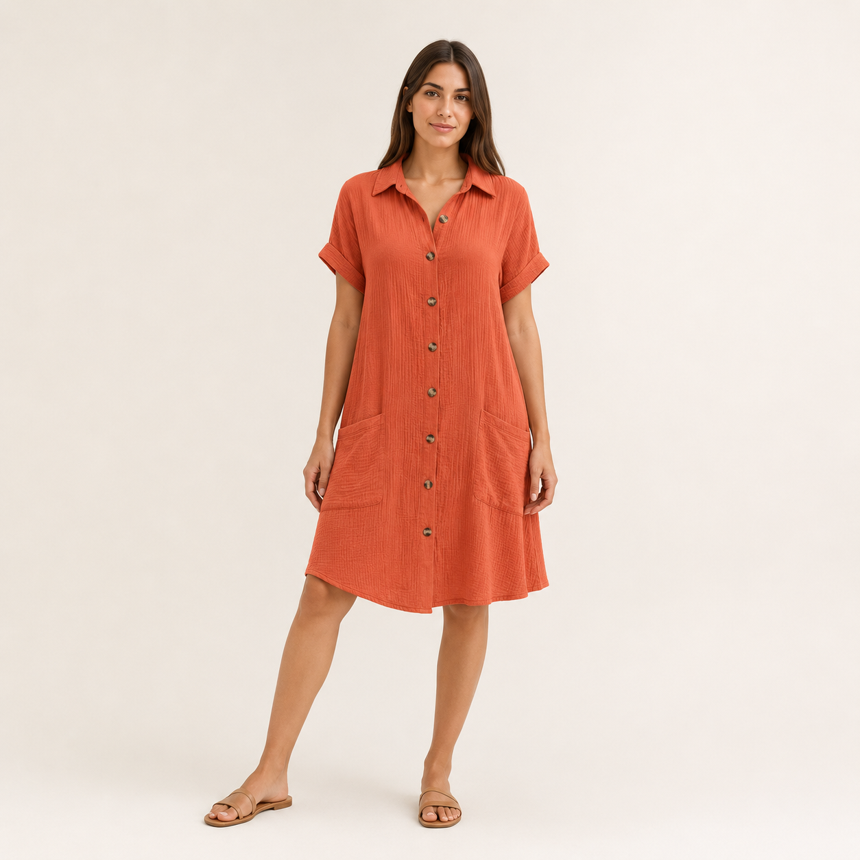 Vestido Camisero Elegante Transpirable