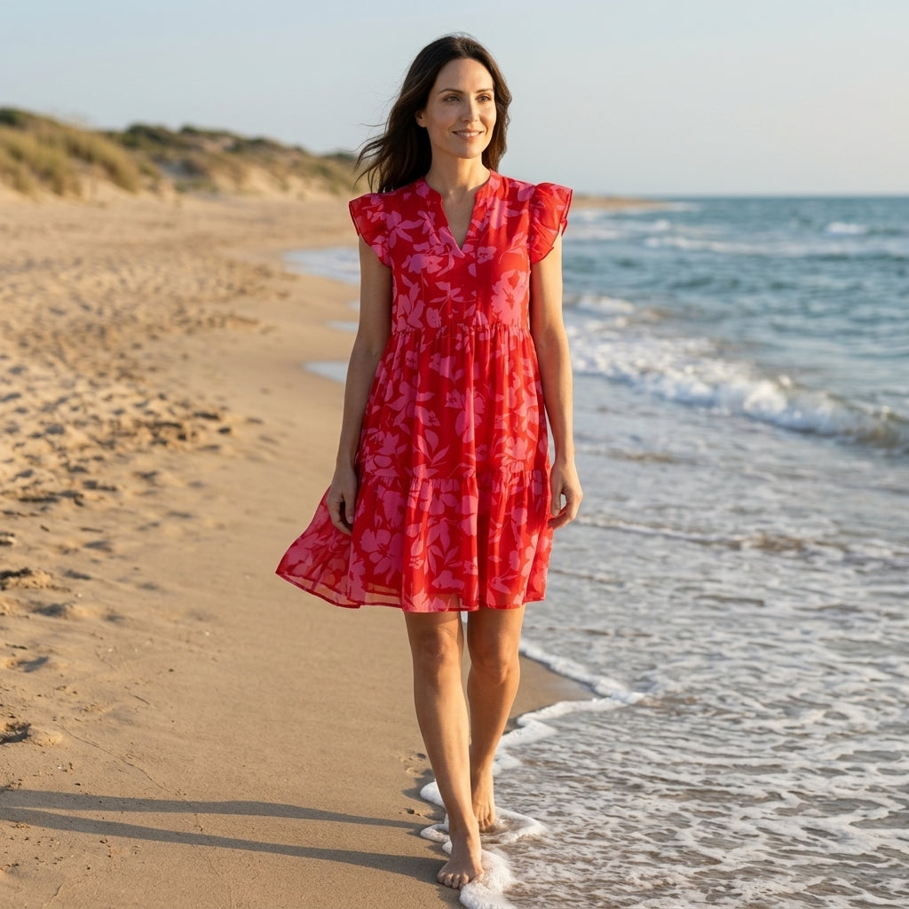 Vestido Floral Manga Abullonada