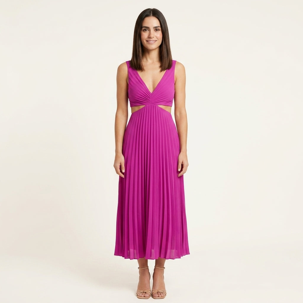 Vestido midi plisado elegante