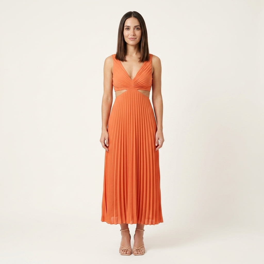 Vestido midi plisado elegante