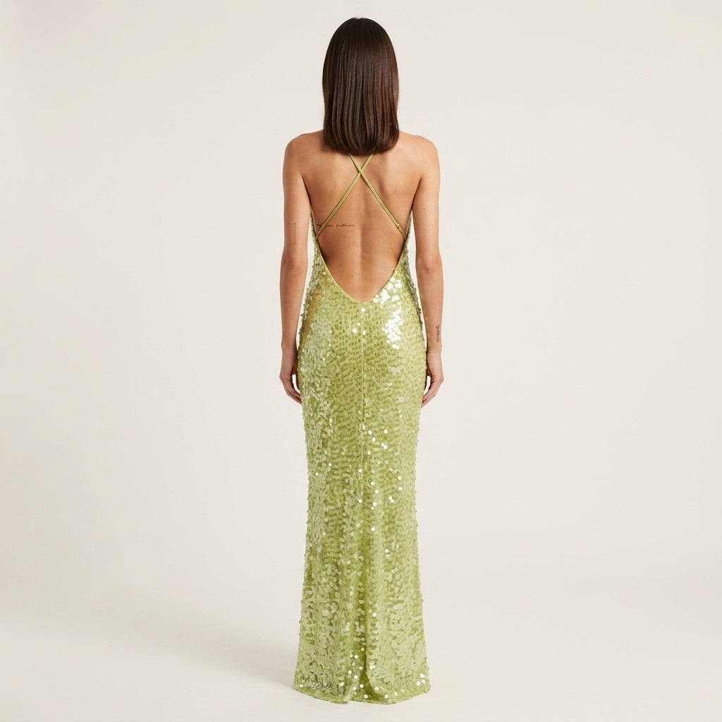 Vestido Maxi Lentejuelas Mujer