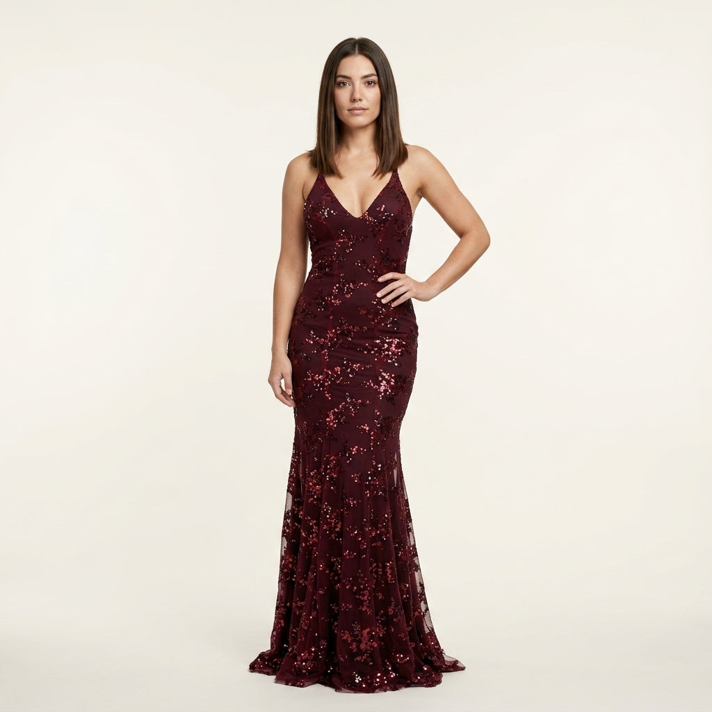 Vestido Largo Lentejuelas Elegante