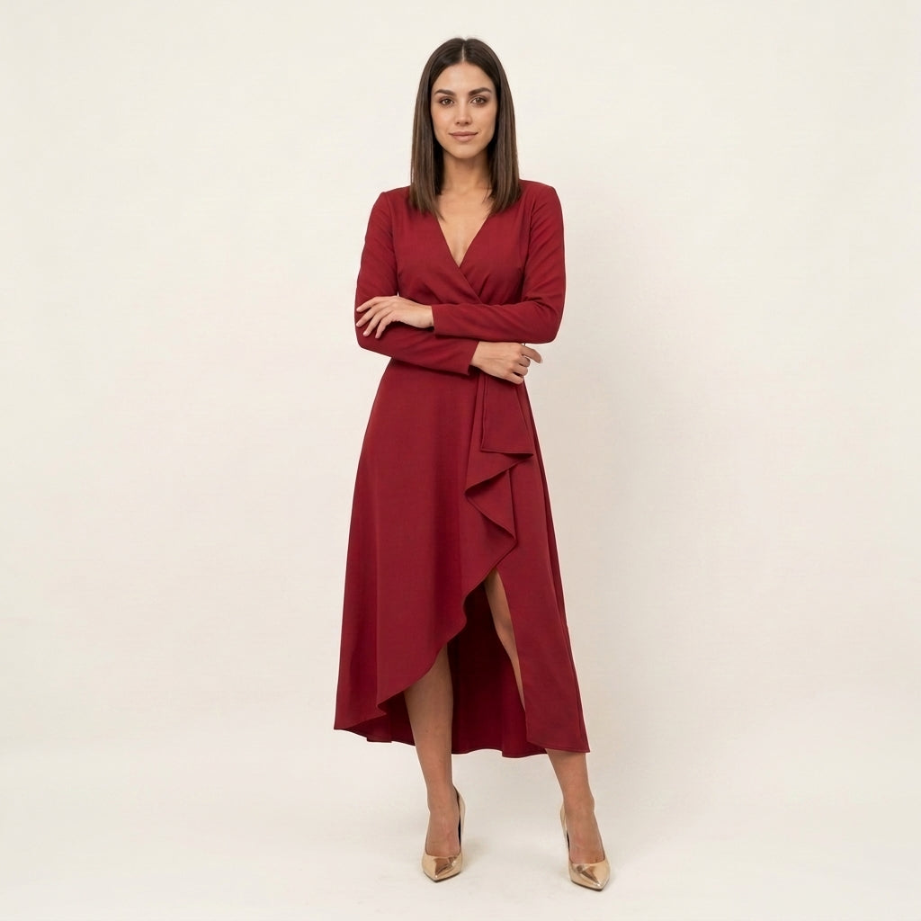 Vestido Midi Elegante con Abertura