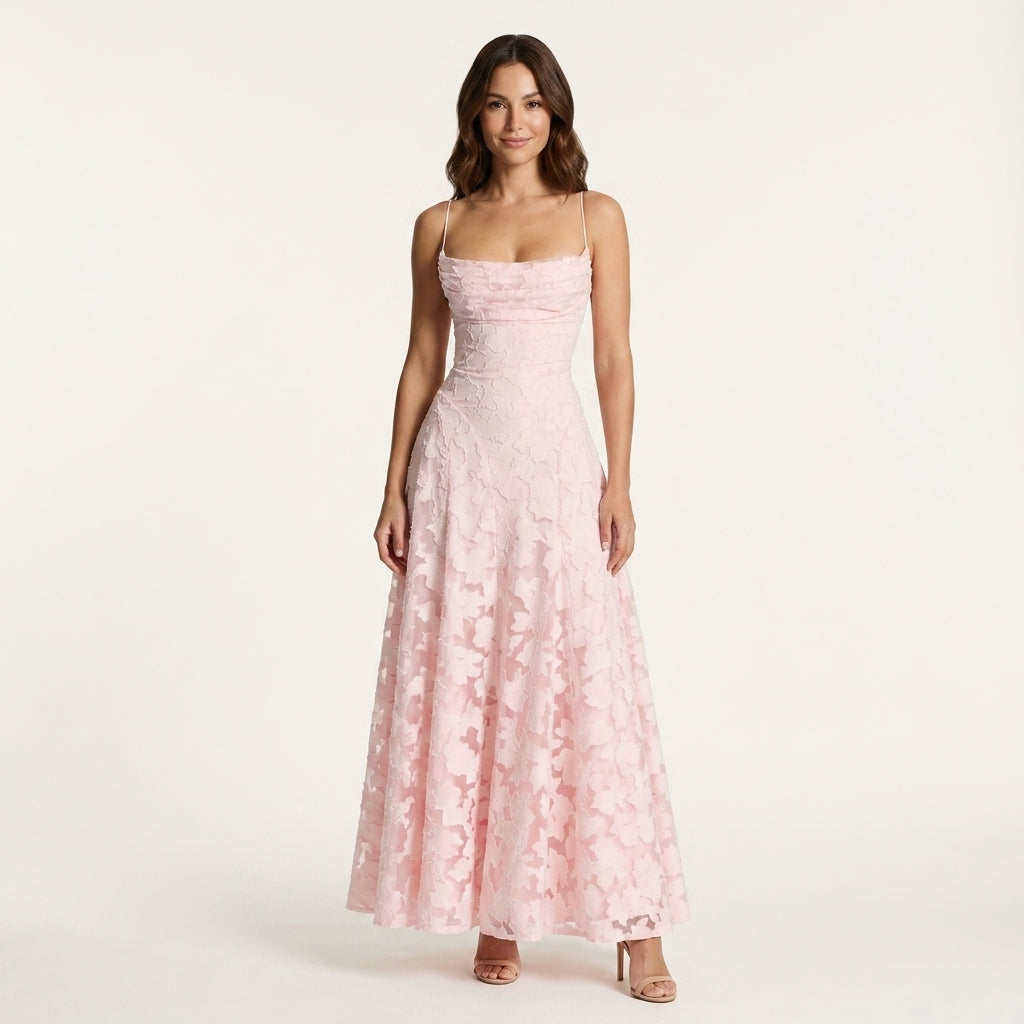 Vestido largo floral, ligero, sin mangas