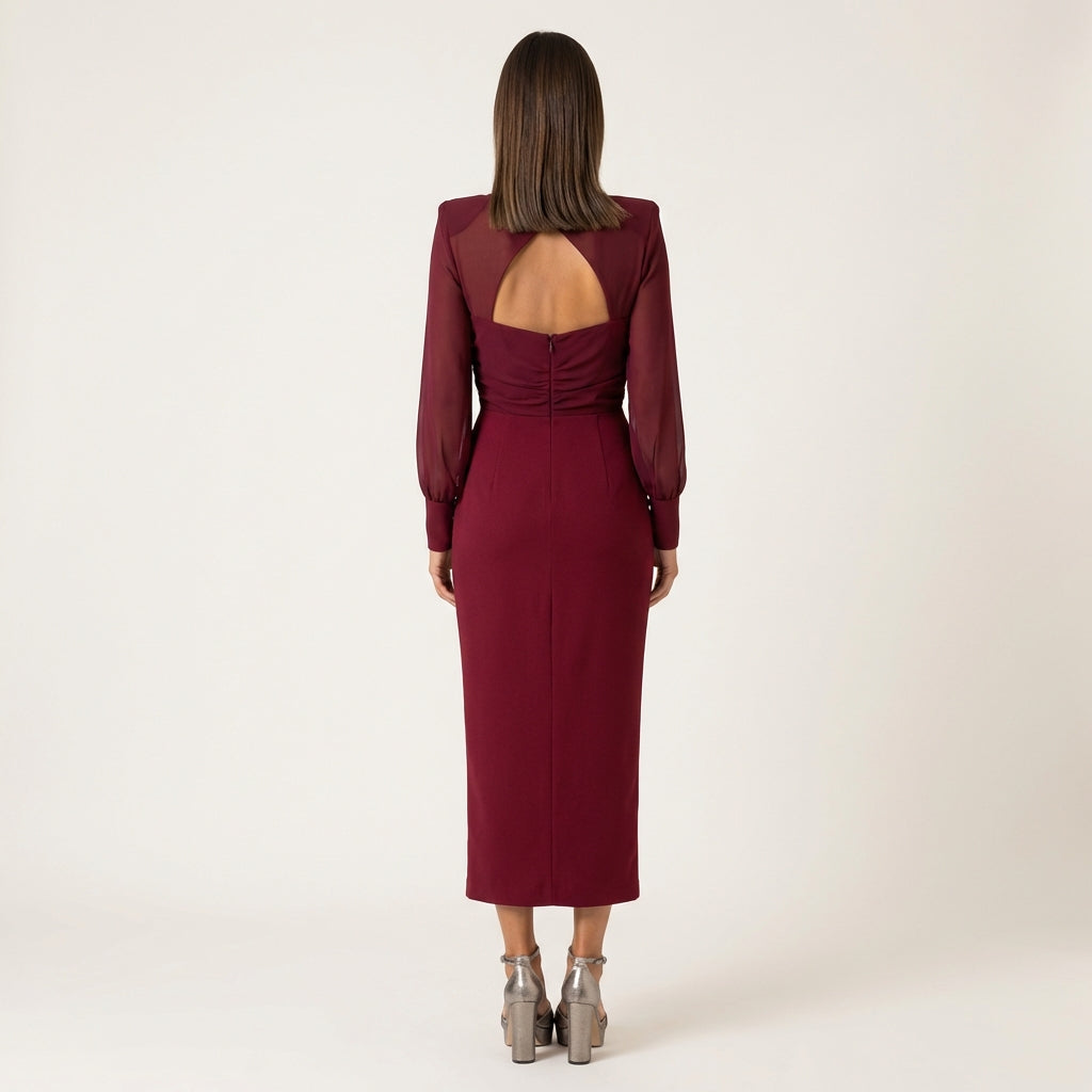 Vestido Midi Cruzado Mujer