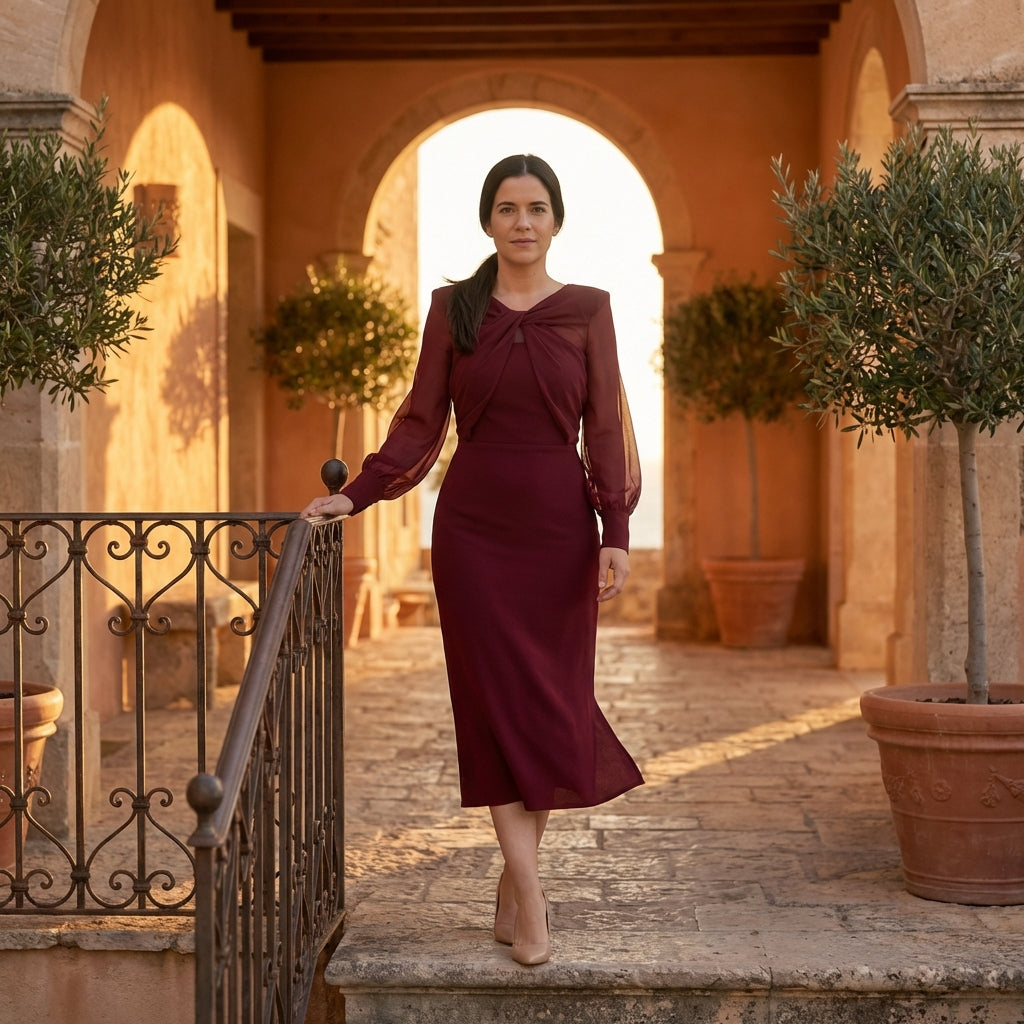 Vestido Midi Cruzado Mujer