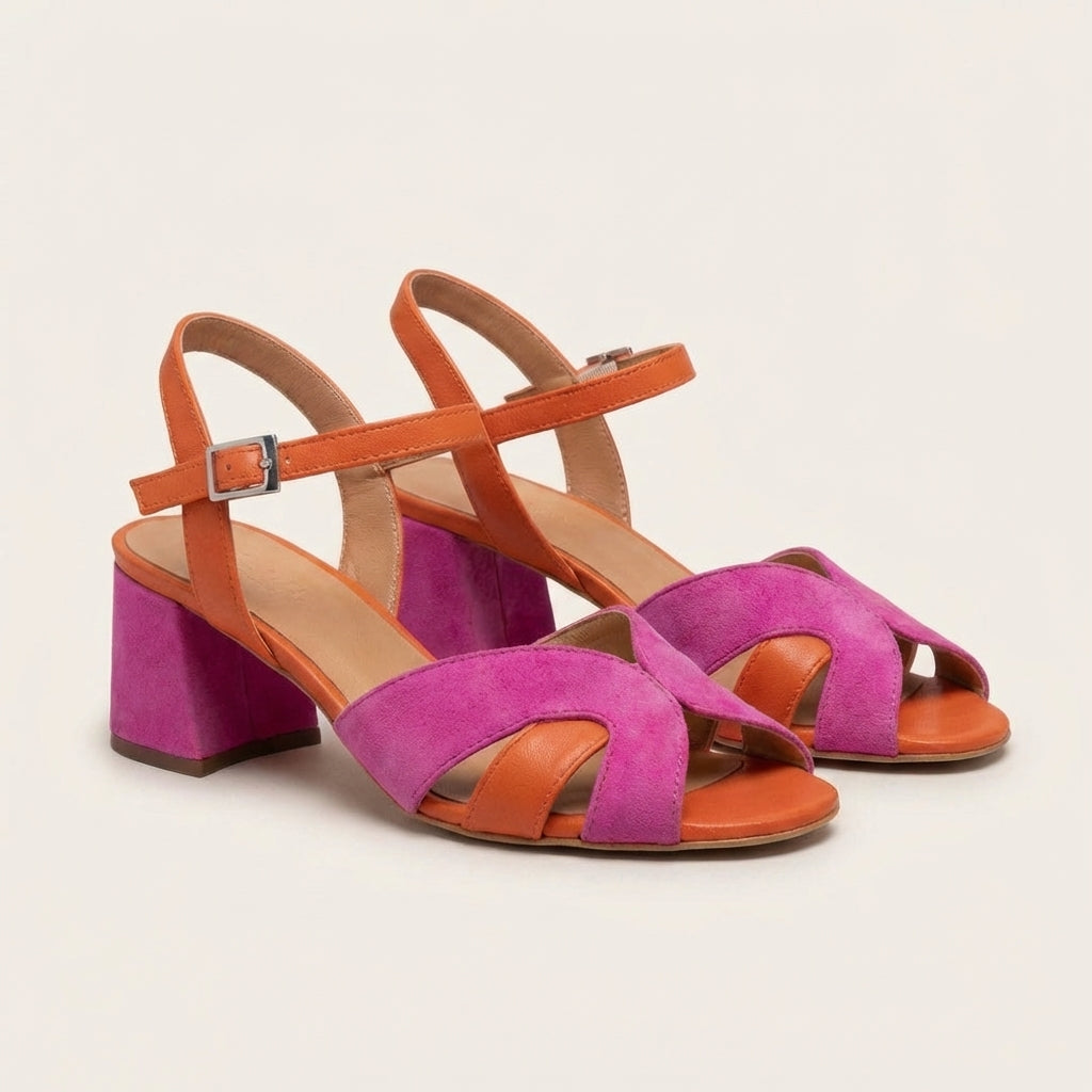 Tacones ortopédicos cuña rosa
