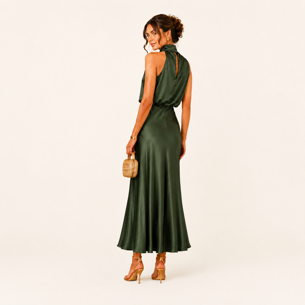 Vestido Maxi Satén Halter